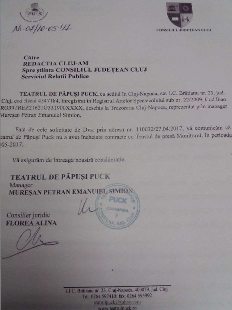 Dovada că instituţia condusă de Tişe a trimis instituţiilor subordonate solicitarea lui Mircea Avram