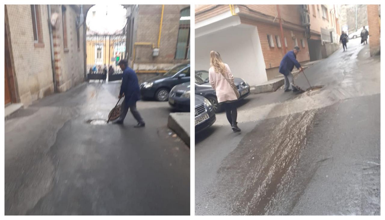Rahatul se scurge în șiroaie lângă UPU a Spitalului Clinic Județean de Urgență Cluj
